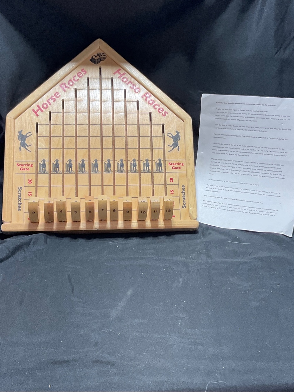 Wooden Horse Races Game Board - Natural Wood